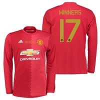 Manchester United Home Shirt 2016-17 - Long Sleeve with Europa Final E, Red