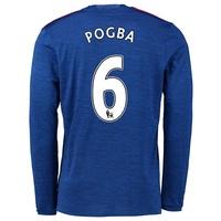 Manchester United Away Shirt 2016-17 - Long Sleeve with Pogba 6 printi, Blue
