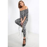 Marylin Bardot Floral Print Tracksuit With Peplum Sleeves And Ankle Lenght Trouser