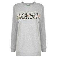 maison scotch floral logo sweatshirt