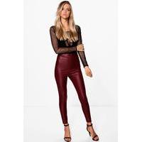 matte leather look leggings berry