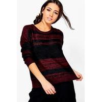 Marl Mix Solid Stripe Jumper - wine