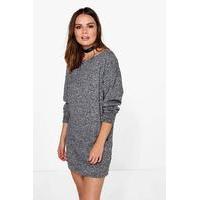 marl slash neck jumper dress charcoal