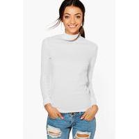 Marian Ribbed Roll Neck Top - white