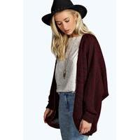 marl knit batwing cardigan wine