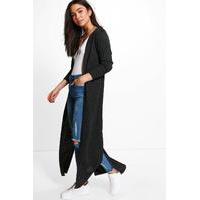 Maxi Side Split Cardigan - black