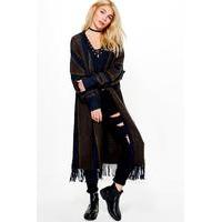 Maxi Cardigan With Tassels - chocolate