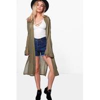 Maxi Duster Fine Knit Cardigan - olive