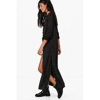 maxi side split cardigan black