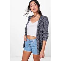 Marl Hooded Boyfriend Cardigan - grey