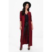 Maxi Button Front Cardigan - wine