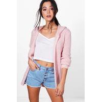 Marl Hooded Boyfriend Cardigan - blush