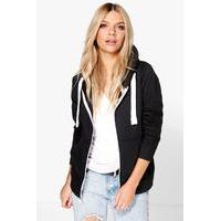 Marl Brushback Zip Through Hoody - black