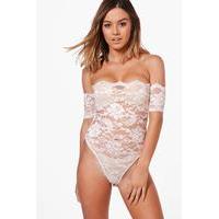 Matilda Bardot Lace Bodysuit - ivory