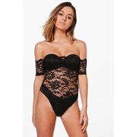 matilda bardot lace bodysuit black