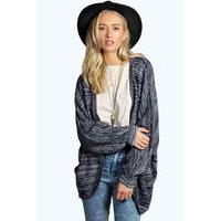 marl knit batwing cardigan blue