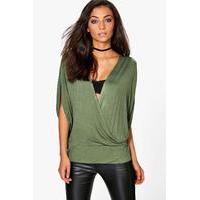 madia wrap front top khaki