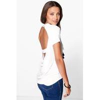 Marli Oversized Cowl Back Tee - white