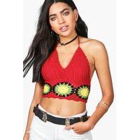 Macrame Crochet Bralet - red