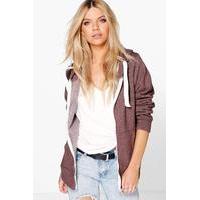 marl brushback zip through hoody grape