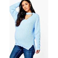May Choker Knitted Jumper - bluebell