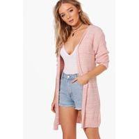 Marl Soft Knit Long Cardigan - blush