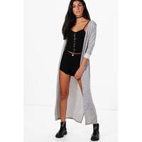 Maxi Side Split Cardigan - grey