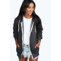 Marl Brushback Zip Through Hoody - charcoal