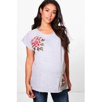 Maya Applique Flower Sweat Top - grey