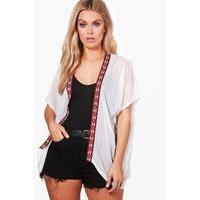 Macy Aztec Trim Kimono - white