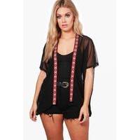 Macy Aztec Trim Kimono - black