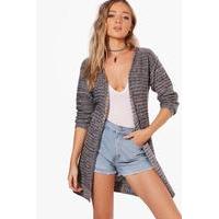 Marl Soft Knit Long Cardigan - grey