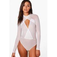 Mae Choker Mesh Wrap Bodysuit - cream