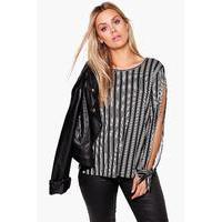 Marie Tie Sleeve Open Shoulder Top - multi