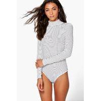 Magan Stripe Rib Bodysuit - white