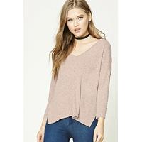 Marled Knit V-Neck Dolman Top