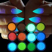 Manicure Luminous Powder Environmental Radiation Luminous Powder Super Bright Color 12pcs / Set