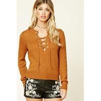 marled knit lace up jumper