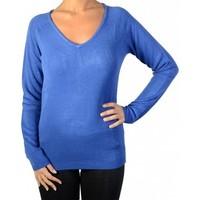 Marion Roth Pullover Col V Touché Cachemire Mr900 Bleu women\'s Sweater in blue