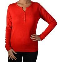 Marion Roth Pullover Col Tunisien Touché Cachemire Mr806 Rouge women\'s Sweater in red