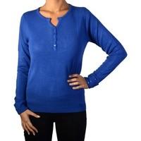 Marion Roth Pullover Col Tunisien Touché Cachemire Mr806 Bleu women\'s Sweater in blue