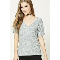 Marled Knit V-Neck Top