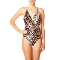 MALIBU - Leopard Print Plunge Neck Swimsuit