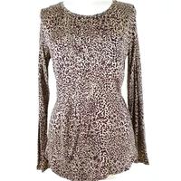 Marks And Spencer\'s Leopard Print Long Sleeved Top with Front Pocket