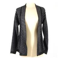 Marks and Spencer Grey and Black Striped Knitted Cardigan with Zip Detailing on the Sides