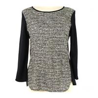 Marks and Spencer Black and White Knitted Front Block with Plain Black sleeves and Back Long Sleeved Top