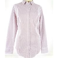 Marks and Spencer White and Plum Thin Striped Shirt