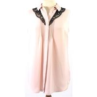 Marks & Spencer Medium Size Blush Pink Blouse With Crochet Lace Insert.