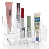 Makeup Storage Acrylic Transparent 24 Lattice 14.59.57.5 Acrylic Trapezoid Lipsticks Cosmetic Perfume Organizer Display Holder Storage Shelf