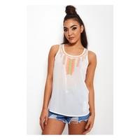 Marena Aztec Beaded Chiffon Vest Top